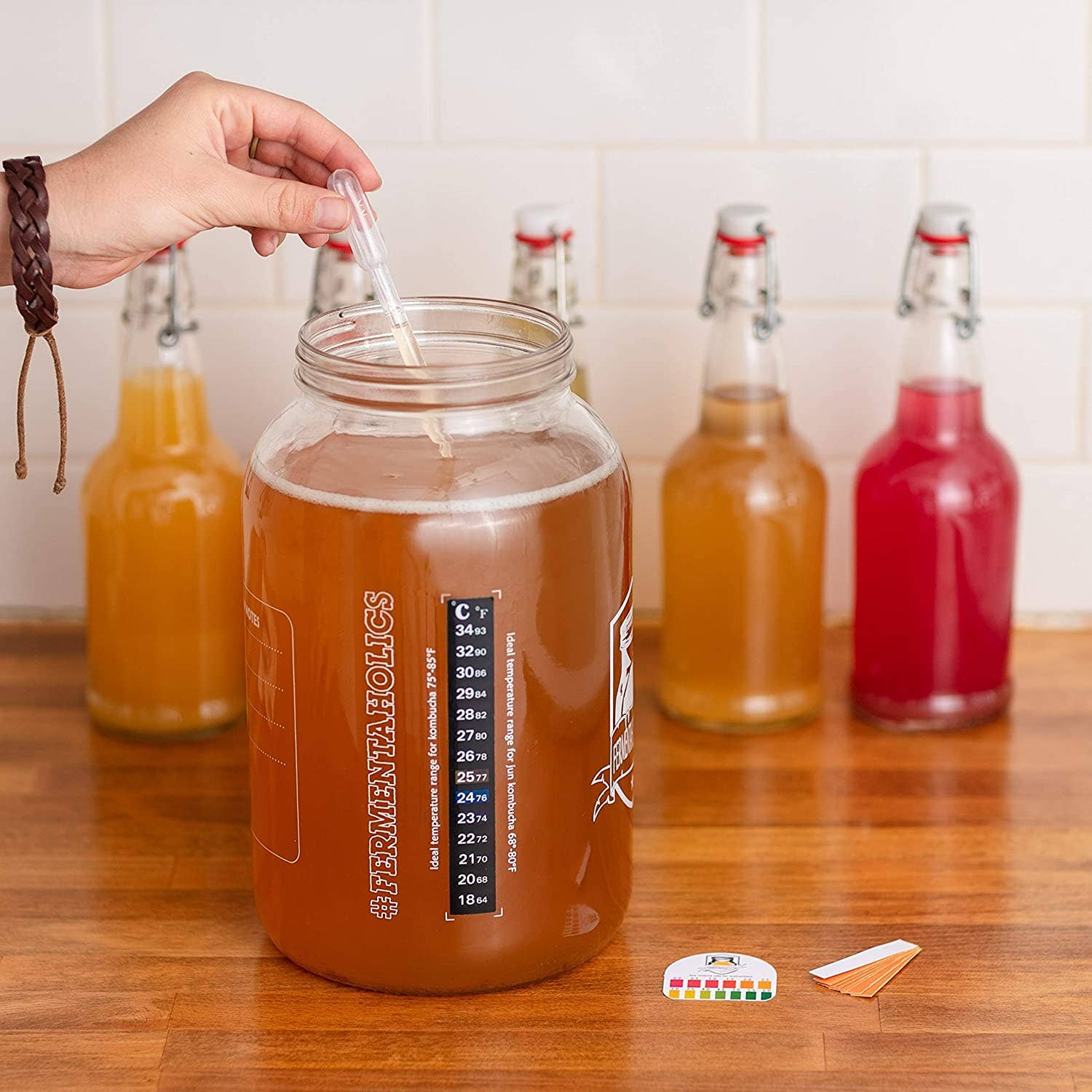 Kombucha in bottles.